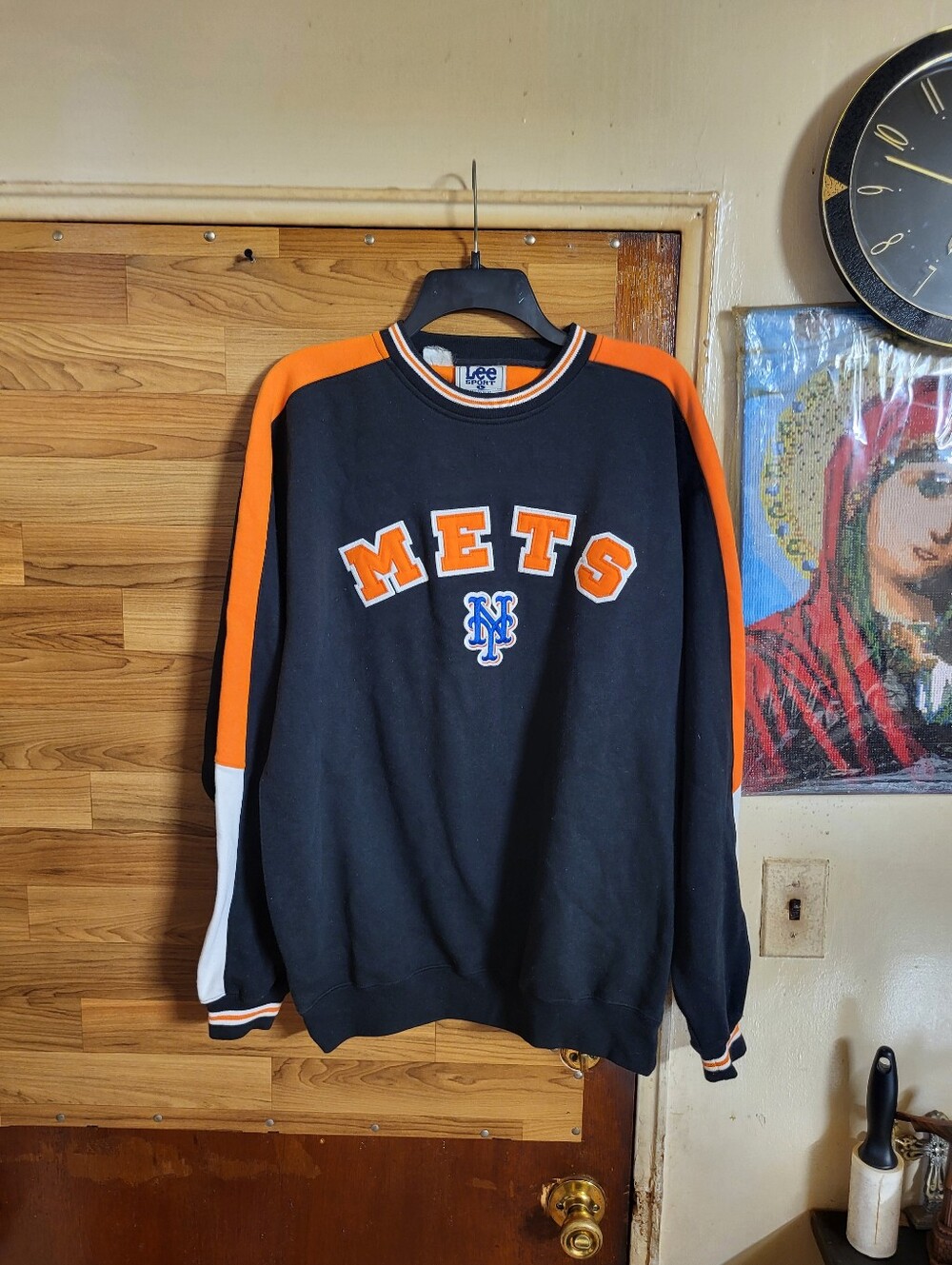 Vintage New York Mets Sweatshirt Mens Size Large Black Lee Sport Heavyweight 90s